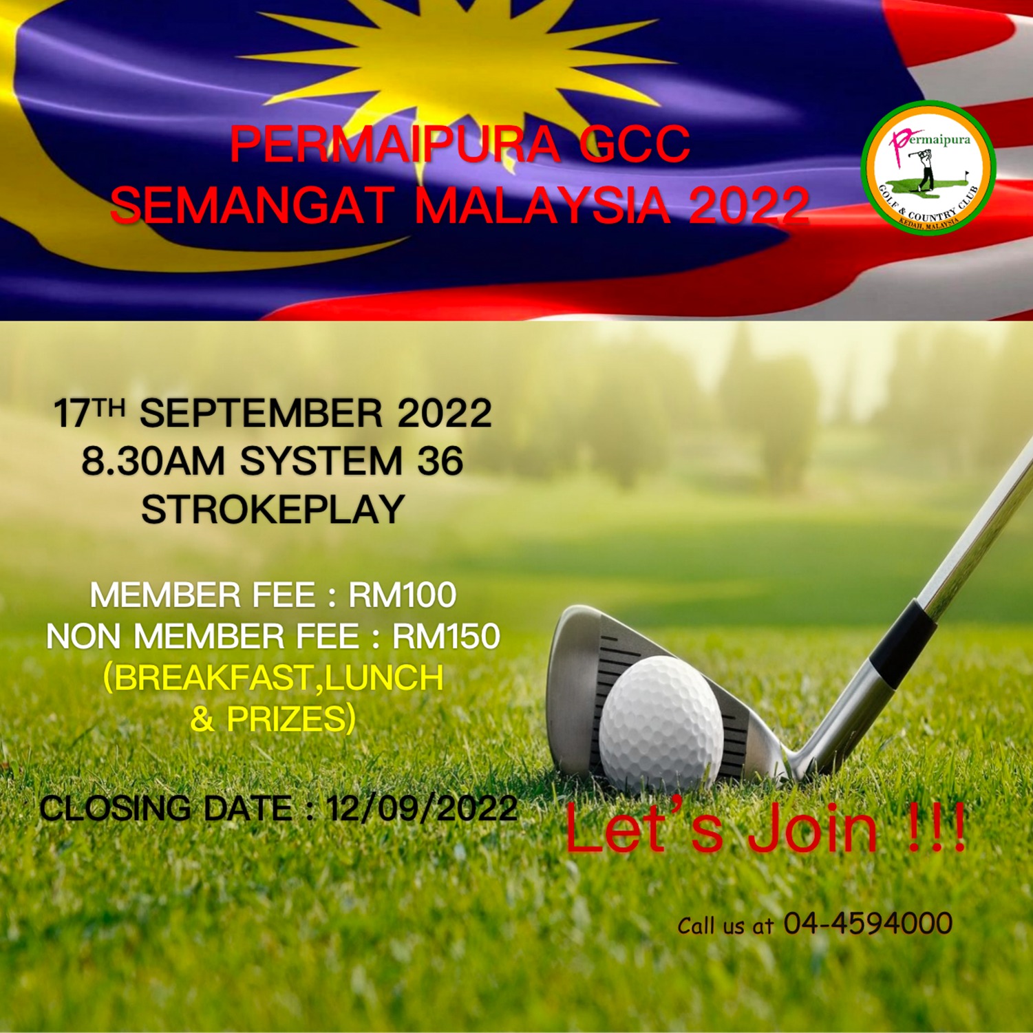 17TH SEPTEMBER 2022 8.30AM SYSTEM 36 STROKEPLAY